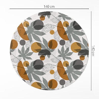 Vinyl vloerkleed rond Boho blad- en vormillustratie