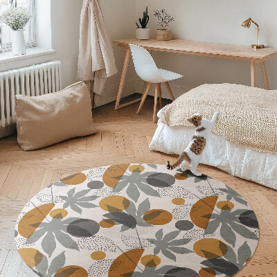 Vinyl vloerkleed rond Boho blad- en vormillustratie