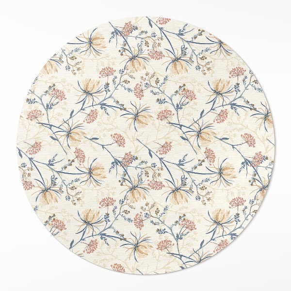 Pvc mat rond Bloemenweide delicaat boho-patroon