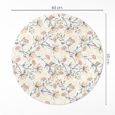 Pvc mat rond Bloemenweide delicaat boho-patroon