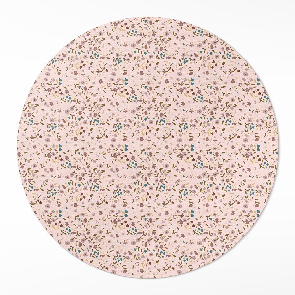 Rond pvc tapijt Kleine bloemen in een veldweide, boho-stijl