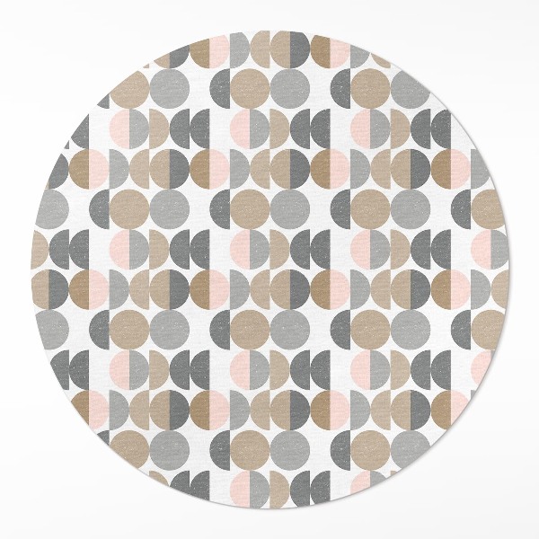 Vinyl vloerkleed rond Geometrisch retropatroon met cirkels en halve manen