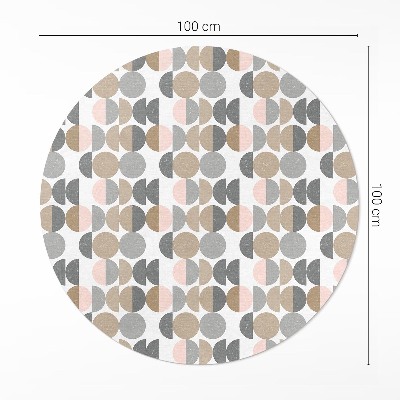 Vinyl vloerkleed rond Geometrisch retropatroon met cirkels en halve manen