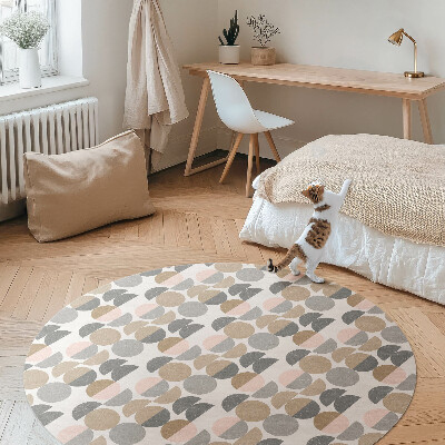 Vinyl vloerkleed rond Geometrisch retropatroon met cirkels en halve manen