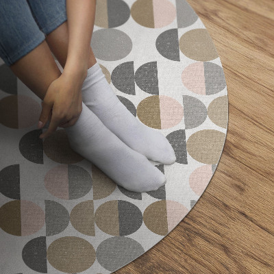 Vinyl vloerkleed rond Geometrisch retropatroon met cirkels en halve manen