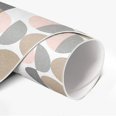 Vinyl vloerkleed rond Geometrisch retropatroon met cirkels en halve manen