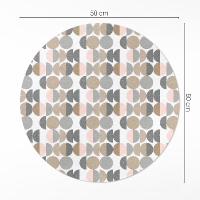 Vinyl vloerkleed rond Geometrisch retropatroon met cirkels en halve manen