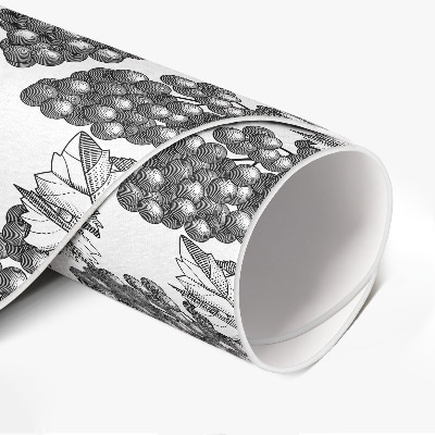 Pvc mat rond Vintage wijnschets