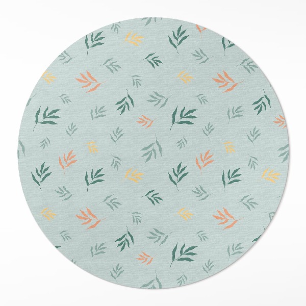 Vinyl vloerkleed rond Kleine takjes boho plantmotieven