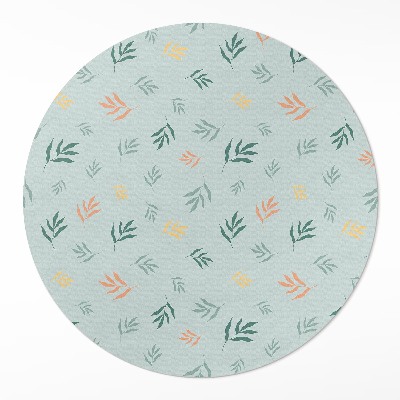 Vinyl vloerkleed rond Kleine takjes boho plantmotieven