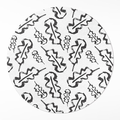 Rond pvc tapijt Geschilderde bladeren in minimalistische stijl