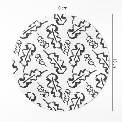 Rond pvc tapijt Geschilderde bladeren in minimalistische stijl