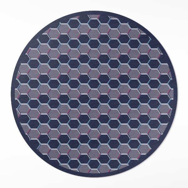 Vinyl vloerkleed rond 3D hexagons kleine mozaïek
