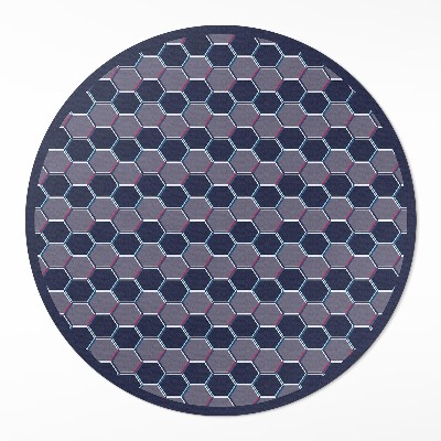 Vinyl vloerkleed rond 3D hexagons kleine mozaïek