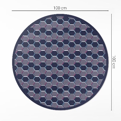 Vinyl vloerkleed rond 3D hexagons kleine mozaïek