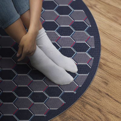 Vinyl vloerkleed rond 3D hexagons kleine mozaïek