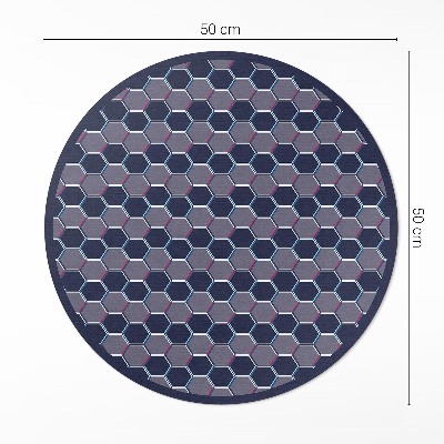 Vinyl vloerkleed rond 3D hexagons kleine mozaïek