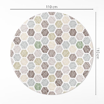 Rond pvc tapijt Gepatroneerde zeshoeken in pastel boho-kleuren