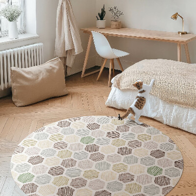 Rond pvc tapijt Gepatroneerde zeshoeken in pastel boho-kleuren