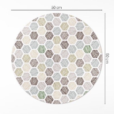 Rond pvc tapijt Gepatroneerde zeshoeken in pastel boho-kleuren