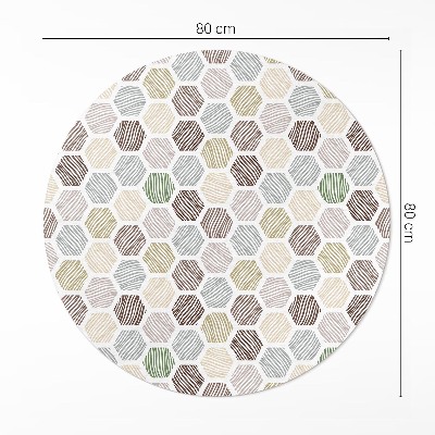 Rond pvc tapijt Gepatroneerde zeshoeken in pastel boho-kleuren