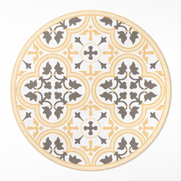 Vinyl vloerkleed rond Portugese tegels in zomerse stijl