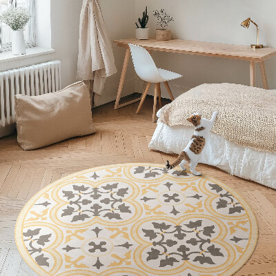 Vinyl vloerkleed rond Portugese tegels in zomerse stijl