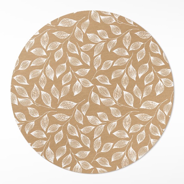 Vinyl vloerkleed rond Boho lineaire takjes met bladeren