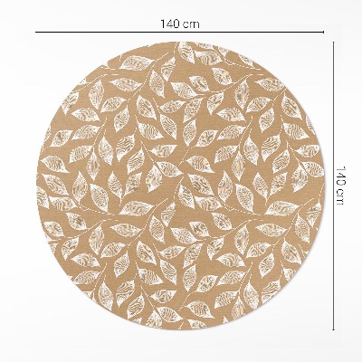 Vinyl vloerkleed rond Boho lineaire takjes met bladeren