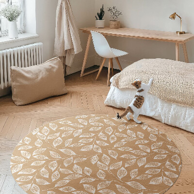Vinyl vloerkleed rond Boho lineaire takjes met bladeren