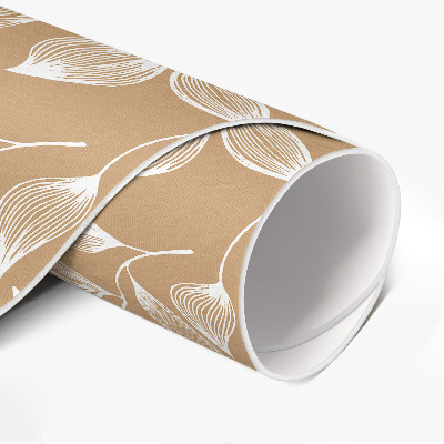 Vinyl vloerkleed rond Boho lineaire takjes met bladeren