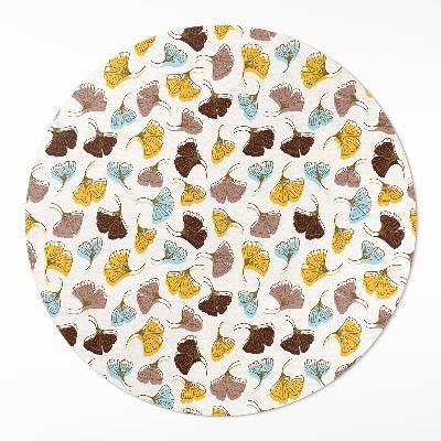 Rond pvc tapijt Pastelkleurige Ginkgo-bladeren Boho-illustratie