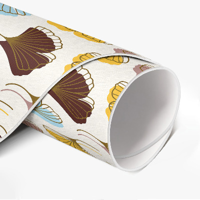 Rond pvc tapijt Pastelkleurige Ginkgo-bladeren Boho-illustratie