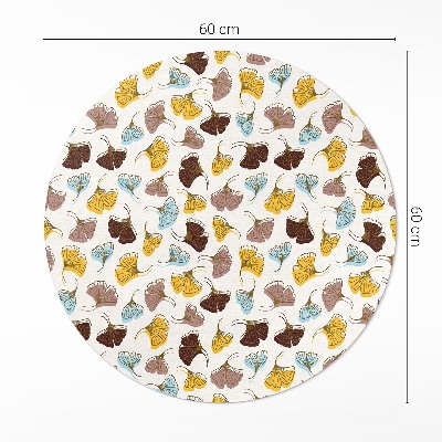Rond pvc tapijt Pastelkleurige Ginkgo-bladeren Boho-illustratie