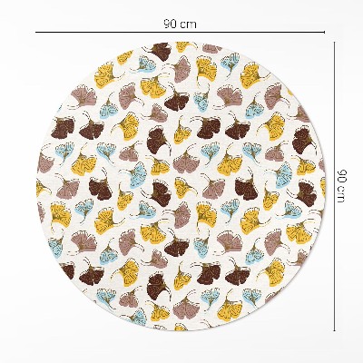 Rond pvc tapijt Pastelkleurige Ginkgo-bladeren Boho-illustratie