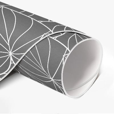 Pvc mat rond lineaire bladeren boho-ontwerp