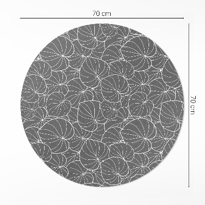 Pvc mat rond lineaire bladeren boho-ontwerp