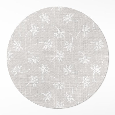 Rond pvc tapijt Delicate boho madeliefjes op stof