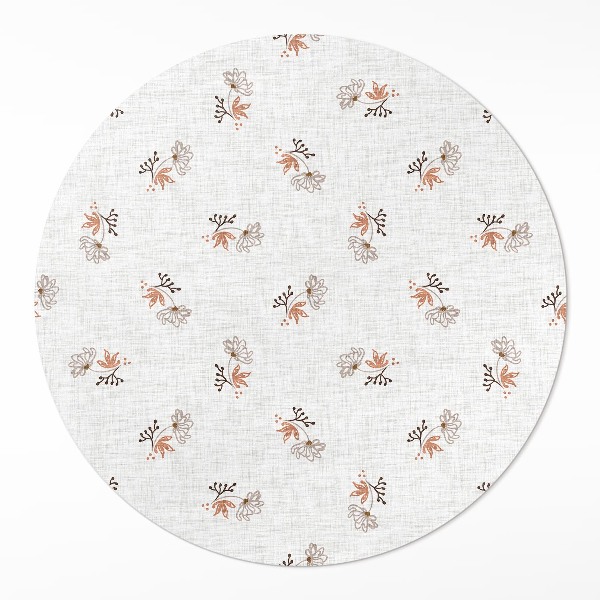 Vinyl vloerkleed rond Kleine bloemen op boho-stof