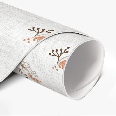 Vinyl vloerkleed rond Kleine bloemen op boho-stof