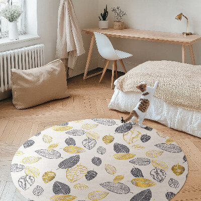 Pvc mat rond Lichte en donkere bladeren in een modieus natuurpatroon