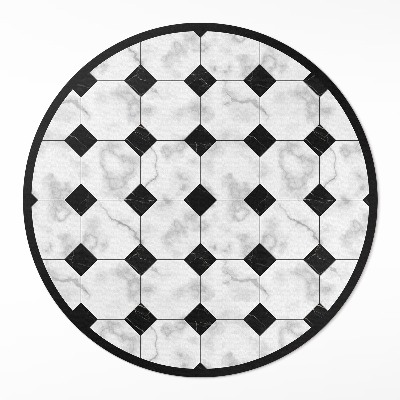 Vinyl vloerkleed rond Modieus ontwerp met marmeren tegels