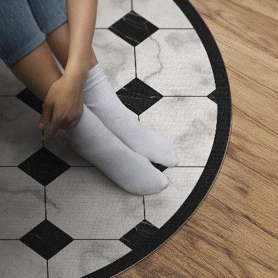 Vinyl vloerkleed rond Modieus ontwerp met marmeren tegels