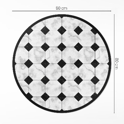 Vinyl vloerkleed rond Modieus ontwerp met marmeren tegels