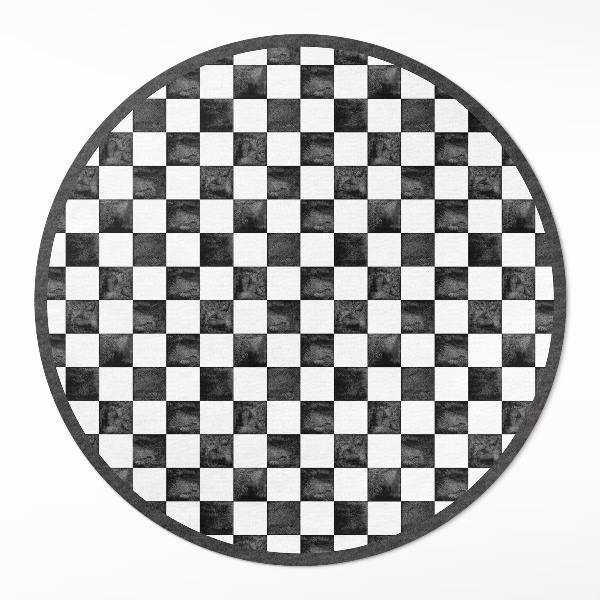 Pvc mat rond Monochroom stenen schaakbord