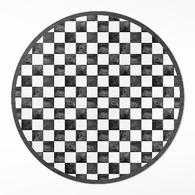 Pvc mat rond Monochroom stenen schaakbord