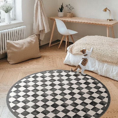Pvc mat rond Monochroom stenen schaakbord