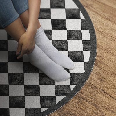 Pvc mat rond Monochroom stenen schaakbord