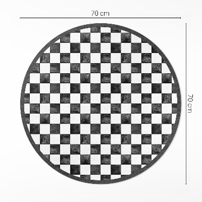 Pvc mat rond Monochroom stenen schaakbord