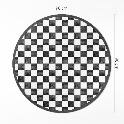 Pvc mat rond Monochroom stenen schaakbord